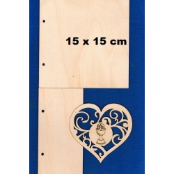 Komunia 15x15,5cm okładka, serce 10x10,5cm , zaproszenie, pamiątka / SKLEJKA #3mm / komplet